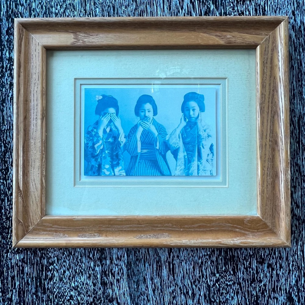 See No Evil, Hear No Evil, Speak No Evil monochromatic framed
